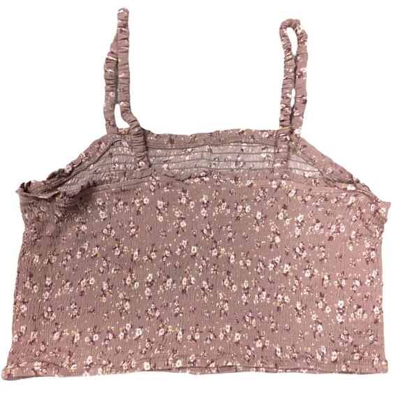 Hippie Rose Crop Top Mauve Pink Ditsy Floral Print Smocked Tank NEW Juniors XL - Picture 9 of 9